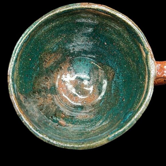 Mug Teacups Set Miamado Sandstone Studio Art Pottery Brown Green Stamped - Picture 14 of 16